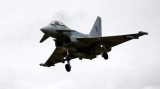 A Typhoon aircraft comes in to land afte